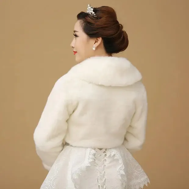 Faux Fur Long Sleeve Bridal Coat Capes Jacket