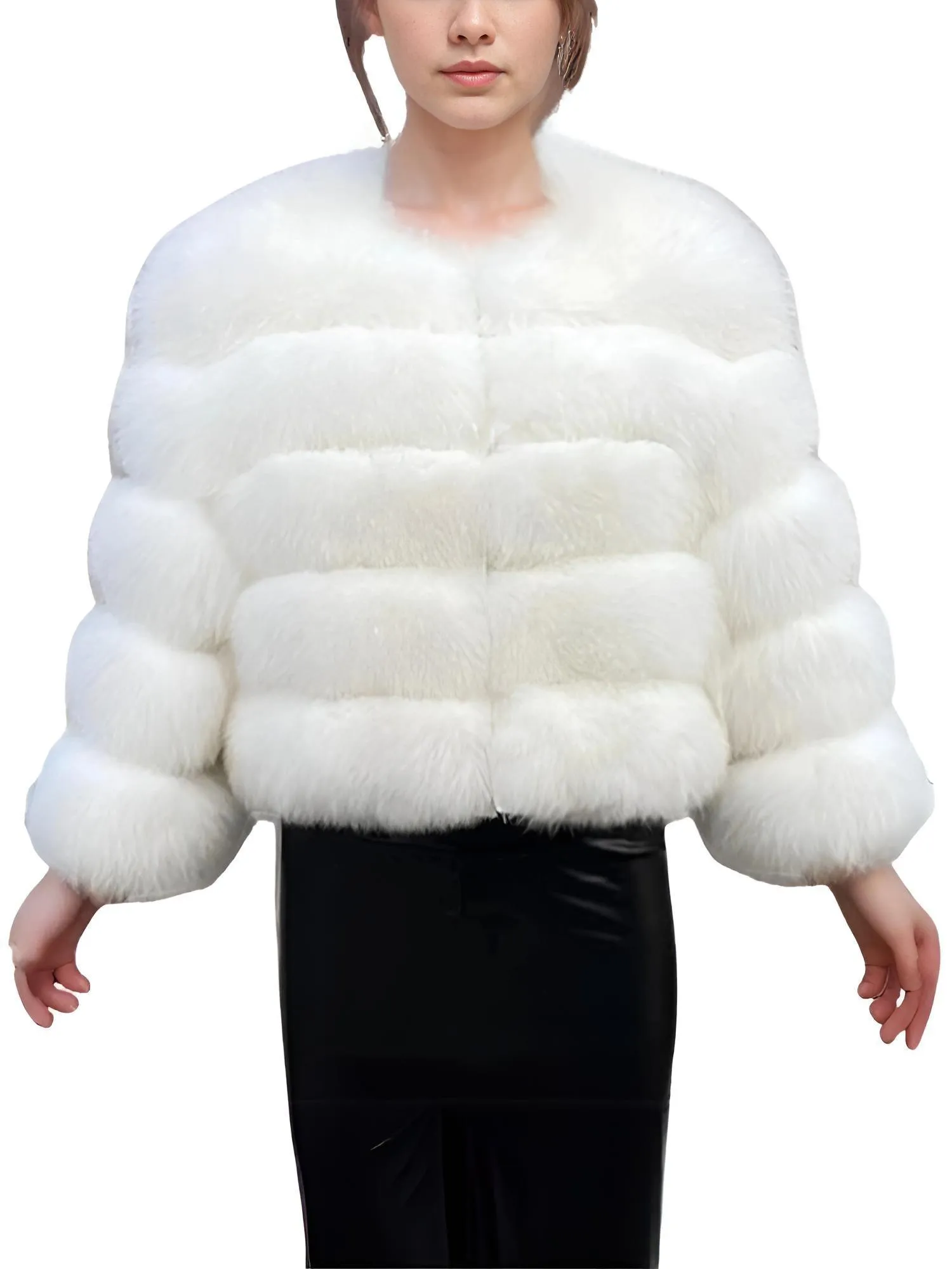 Faux Fur Short Coat Women's Cropped Artificial Fox Fur Jacket Women Winter Fluffy Top Thick Warm Furry Fur Outerwear