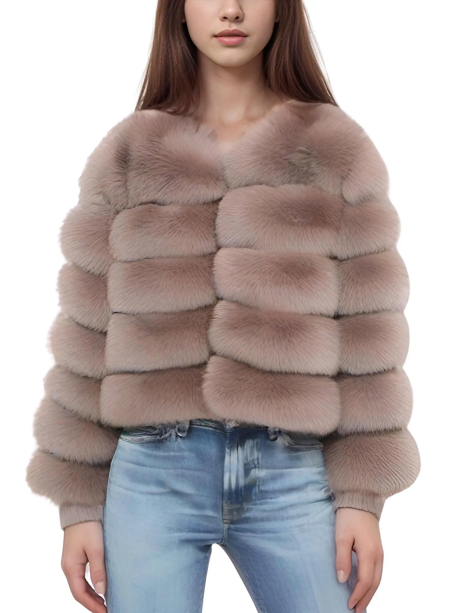 Faux Fur Short Coat Women's Cropped Artificial Fox Fur Jacket Women Winter Fluffy Top Thick Warm Furry Fur Outerwear