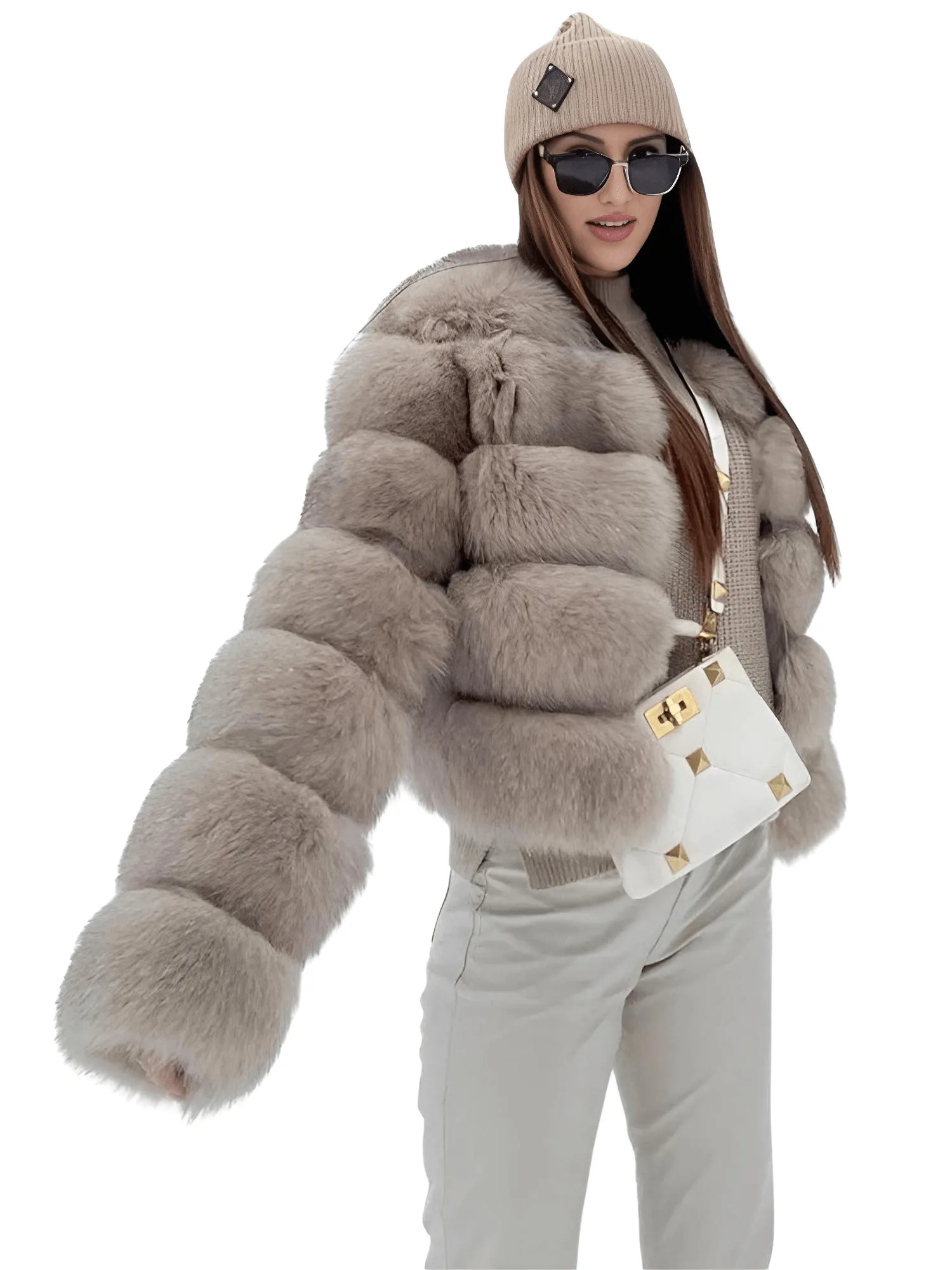 Faux Fur Short Coat Women's Cropped Artificial Fox Fur Jacket Women Winter Fluffy Top Thick Warm Furry Fur Outerwear