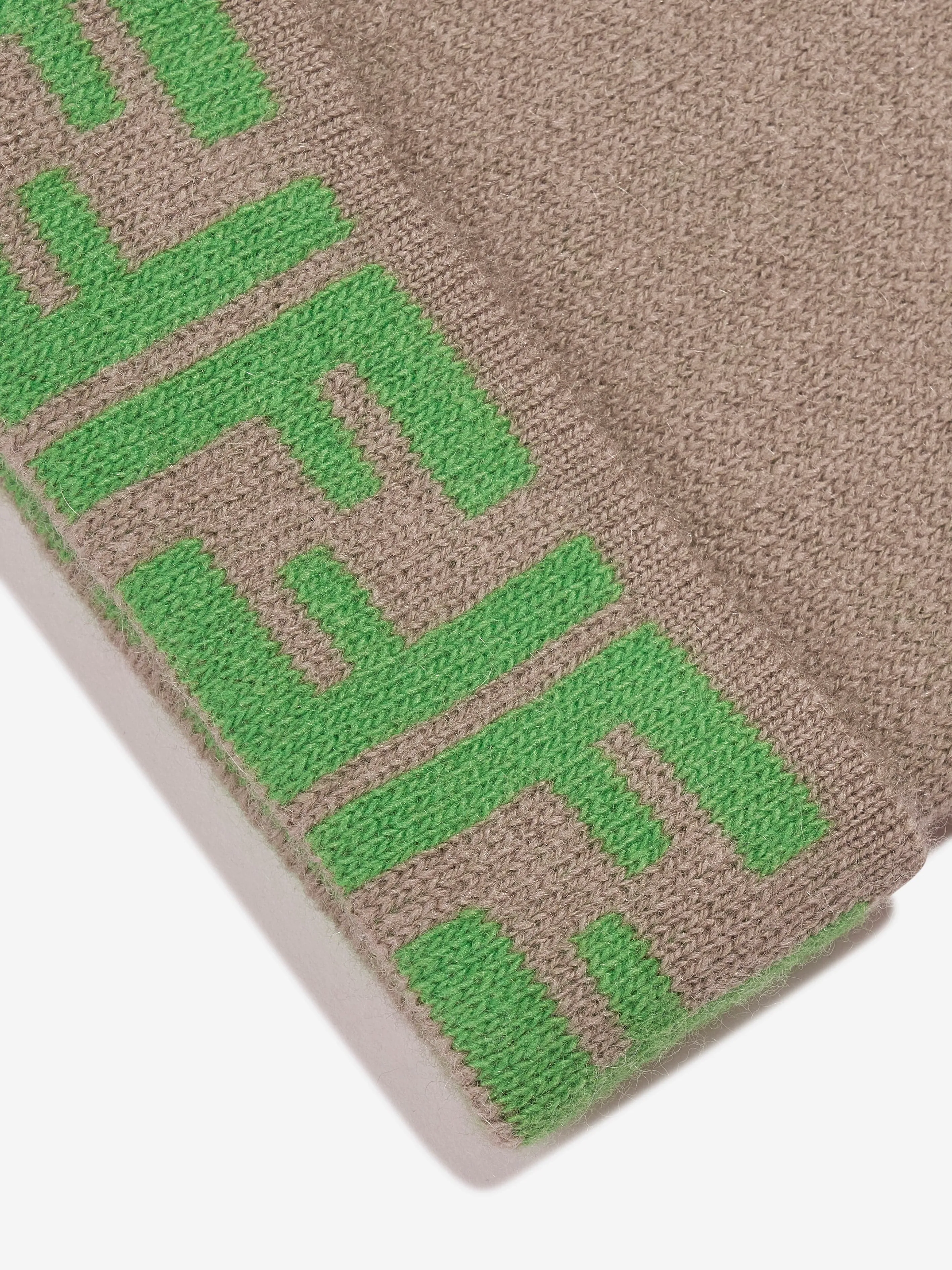 Fendi Kids FF Logo Reversible Beanie in Beige