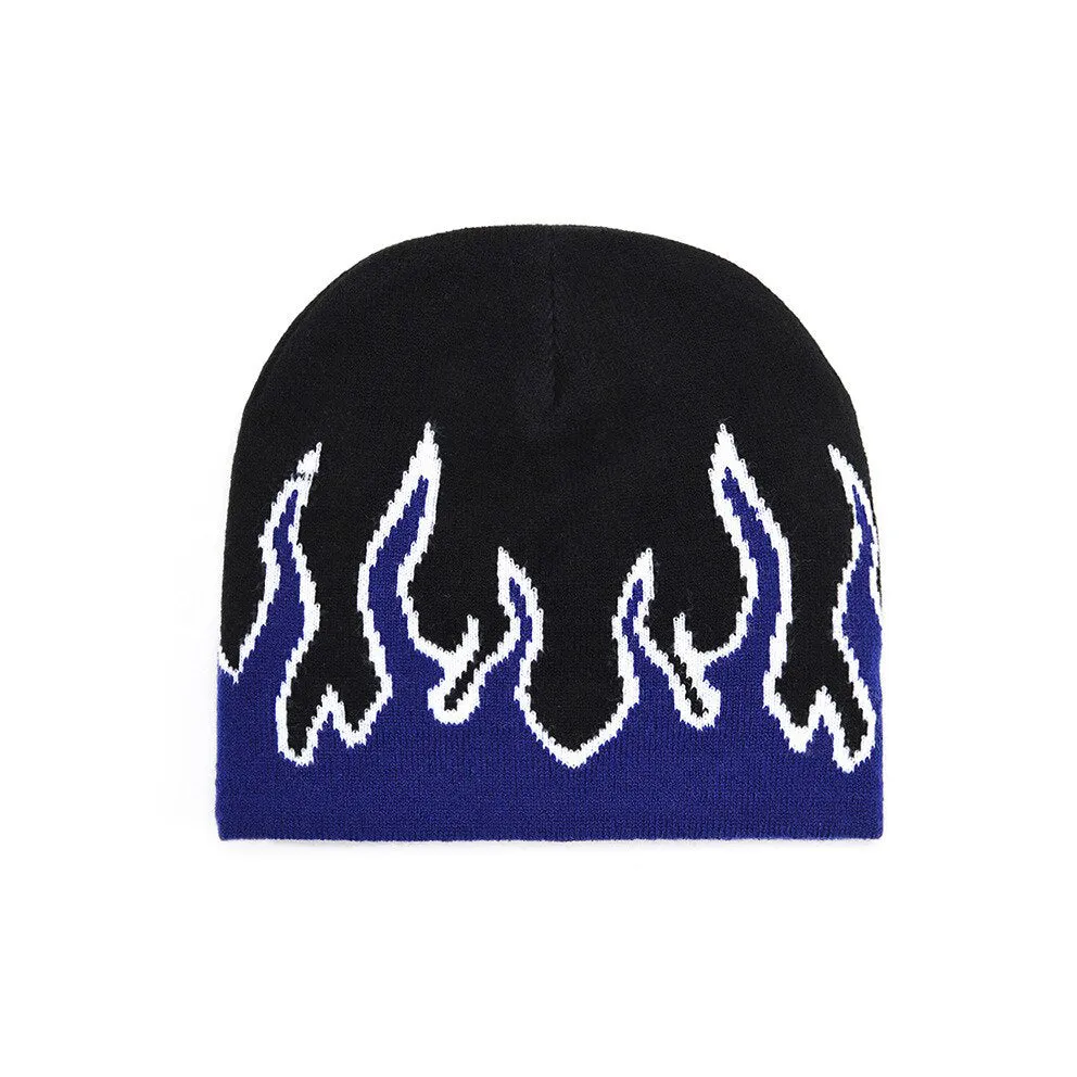 Flame Print Y2K Beanie