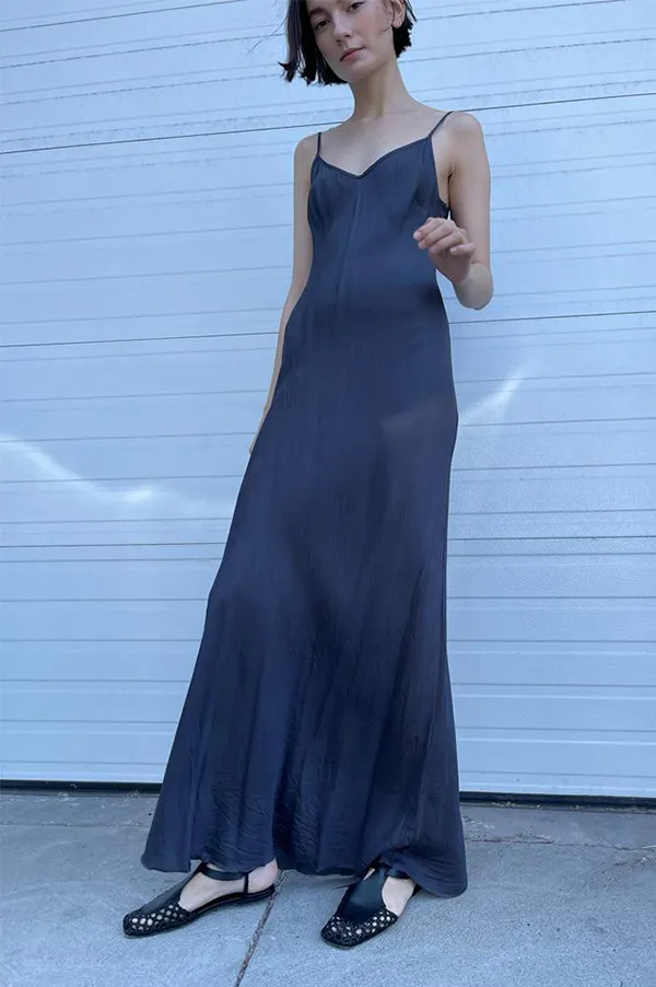 Floor-Length Bias Ankle Slip in Navy