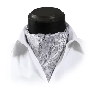 Floral Paisley Ascot Cravat Scarf - GRAY/SILVER