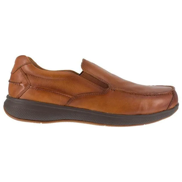 Florsheim Men’s Cognac Slip-On Oxford Steel Toe Boat Shoe FS2325