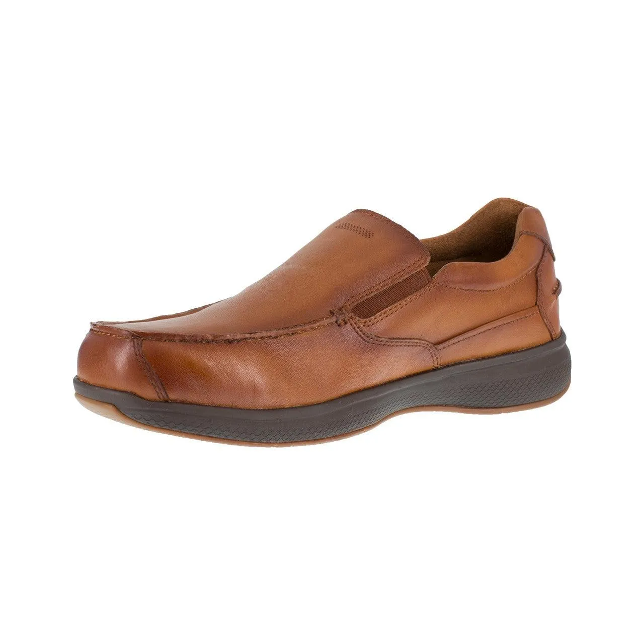 Florsheim Men’s Cognac Slip-On Oxford Steel Toe Boat Shoe FS2325