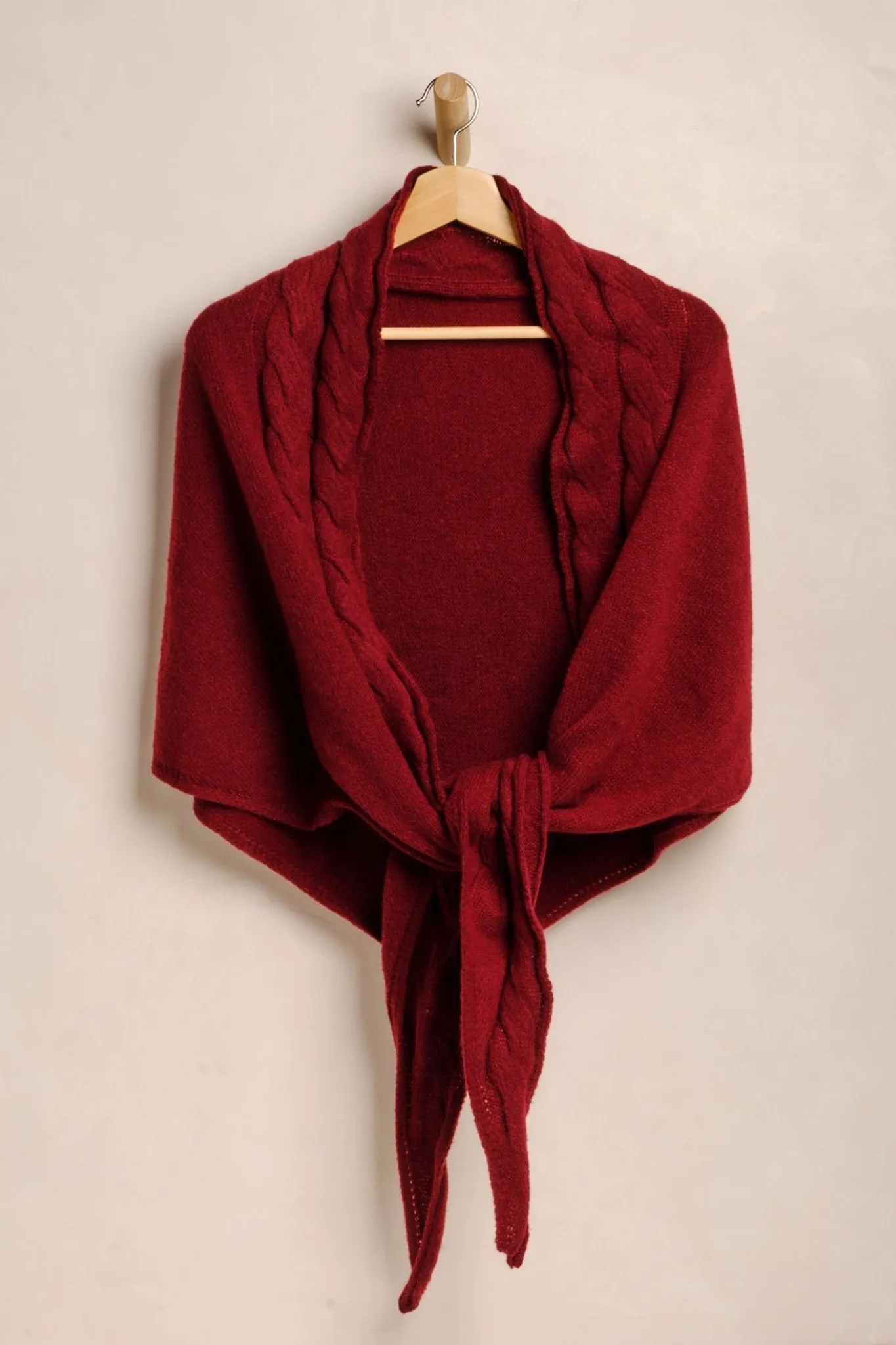 Free People Red Coastline Cable Knit Shawl Scarf