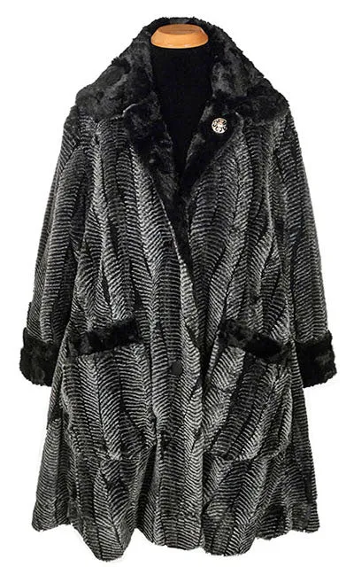 Garland Swing Coat - Luxury Faux Fur in Nightshade with Cuddly Fur in Black (Sold Out!)