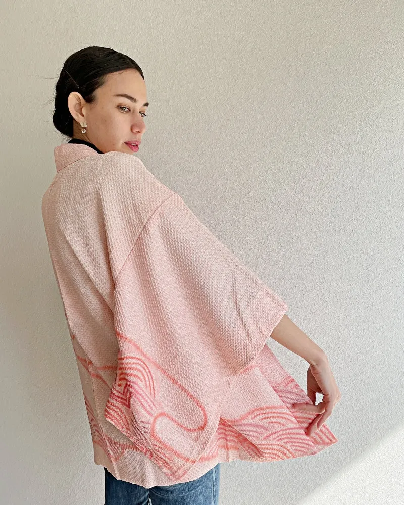 Glowing Wave Pattern Shibori Haori Kimono Jacket