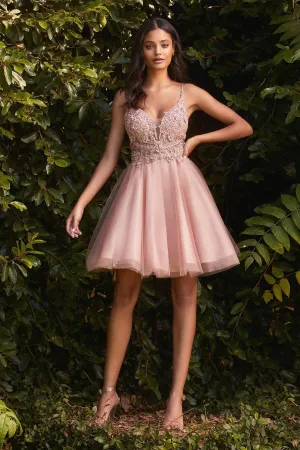 Gorgeous Short Layered Dress With Lace & Rhinestone Embroider #CDCD0190 | Norma Reed