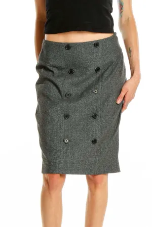 Gray Double-Breasted Pencil Skirt