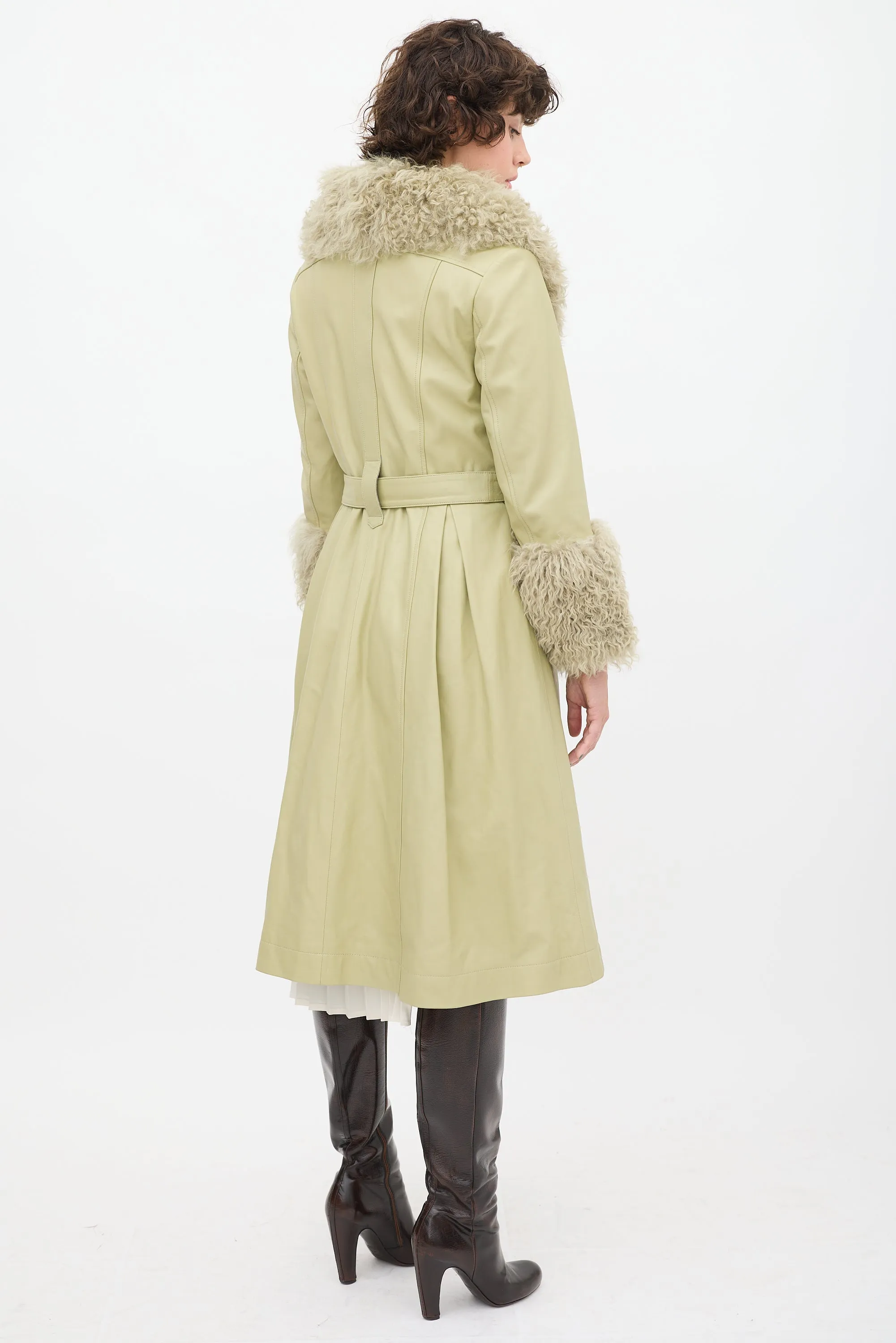 Green Leather Shearling Coat