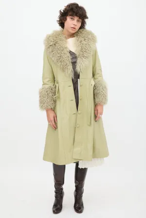 Green Leather Shearling Coat