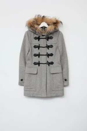 Grey Fur Trim Toggle Coat