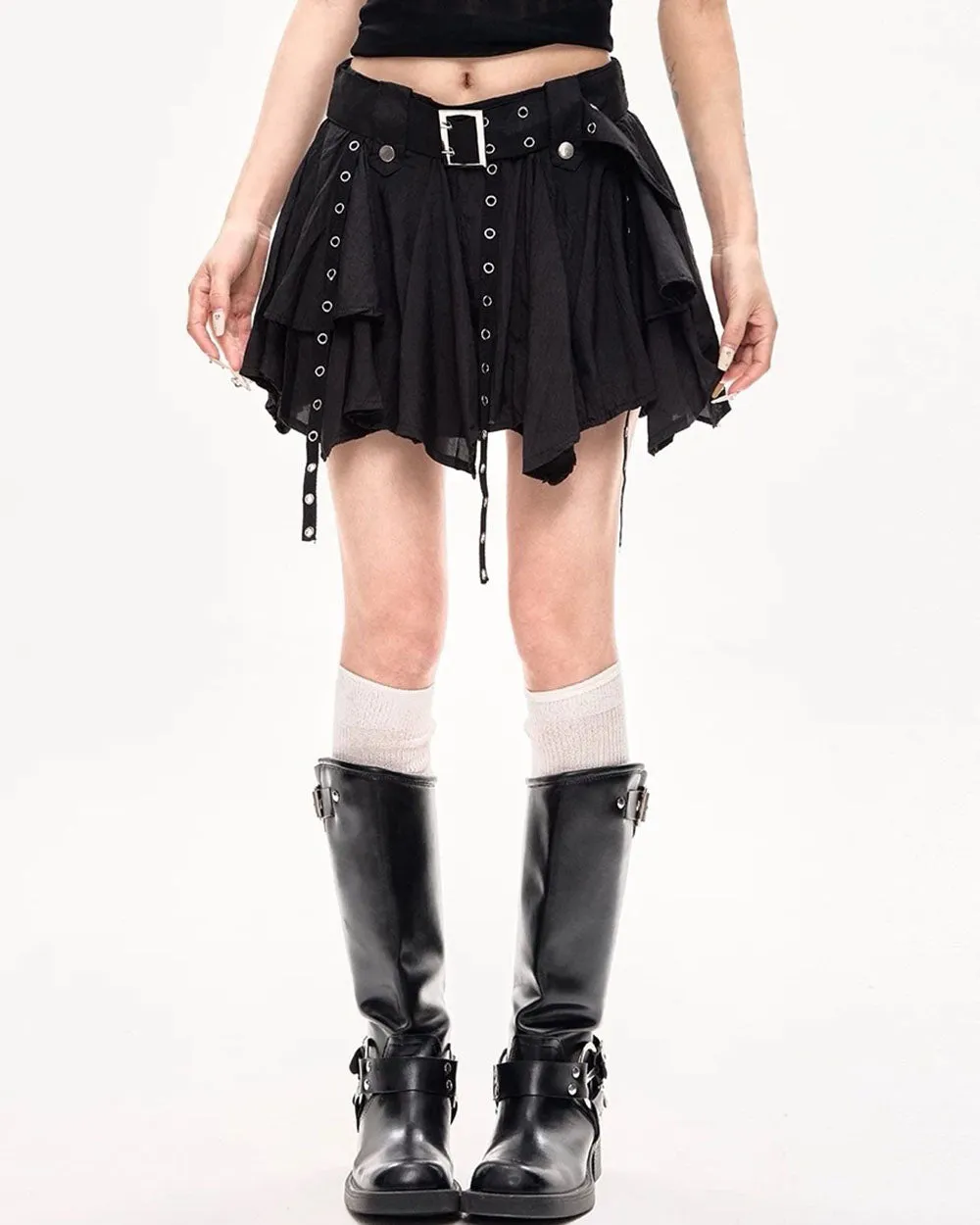 Grunge Sleaze Layered Mini Skirt