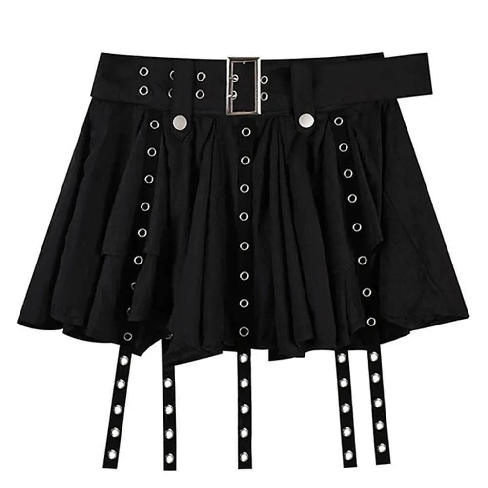 Grunge Sleaze Layered Mini Skirt