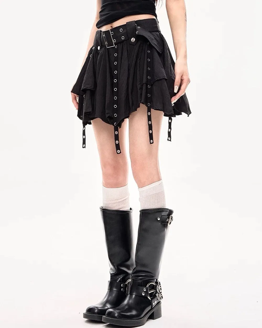 Grunge Sleaze Layered Mini Skirt