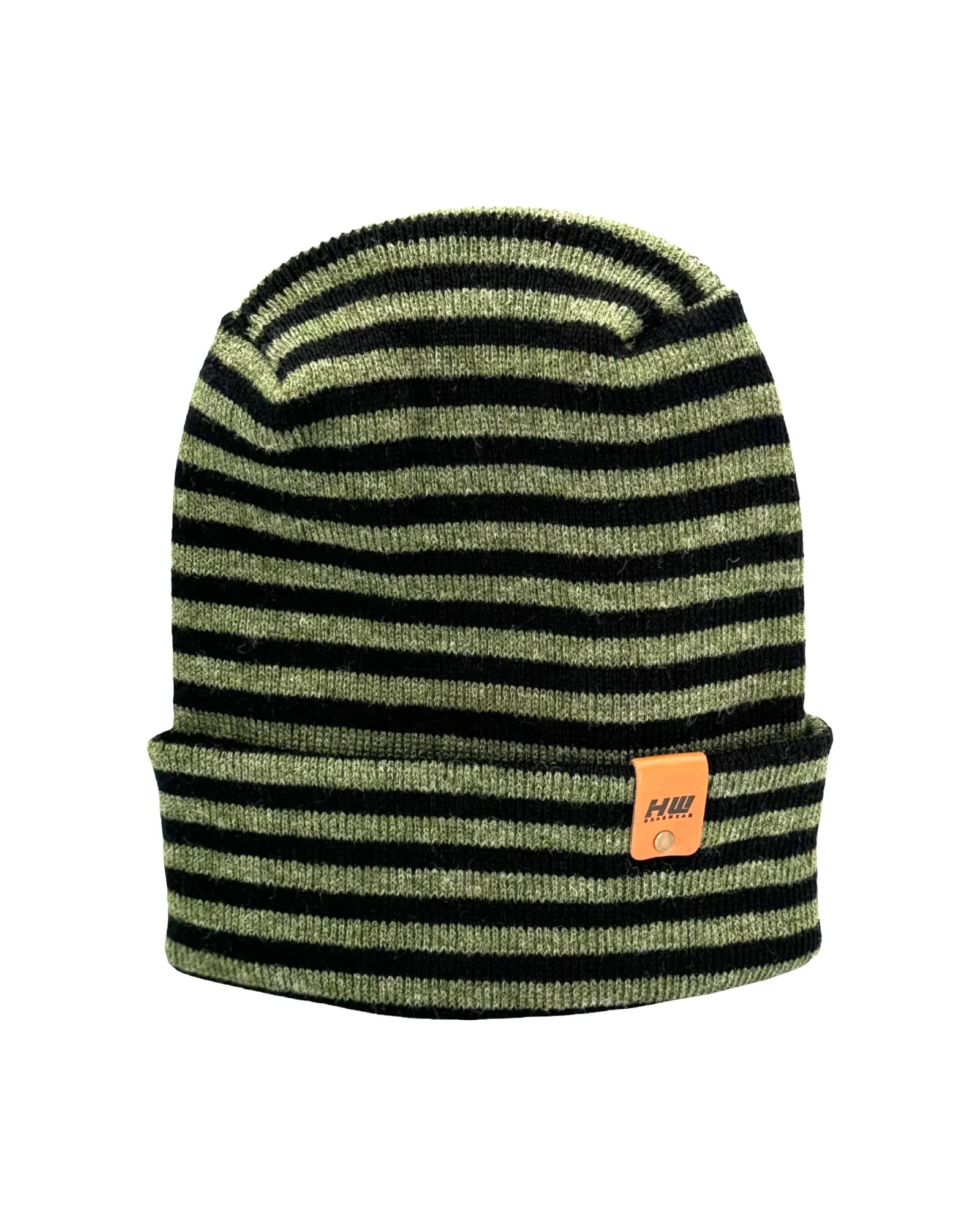 HAAKWEAR Theta Stitch RORO Cuffed Beanie (Patent Pending Design) Black / Green, Made in USA