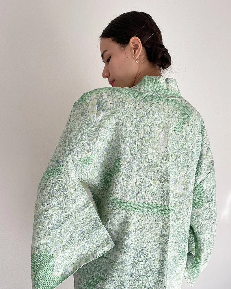 Hand Squeezing Shibori Haori Kimono Jacket