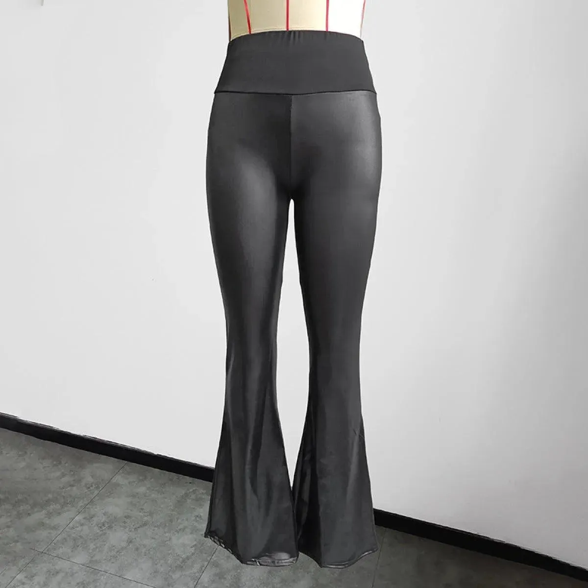 High Waist Elastic Slim Wide-Leg Flared Pants