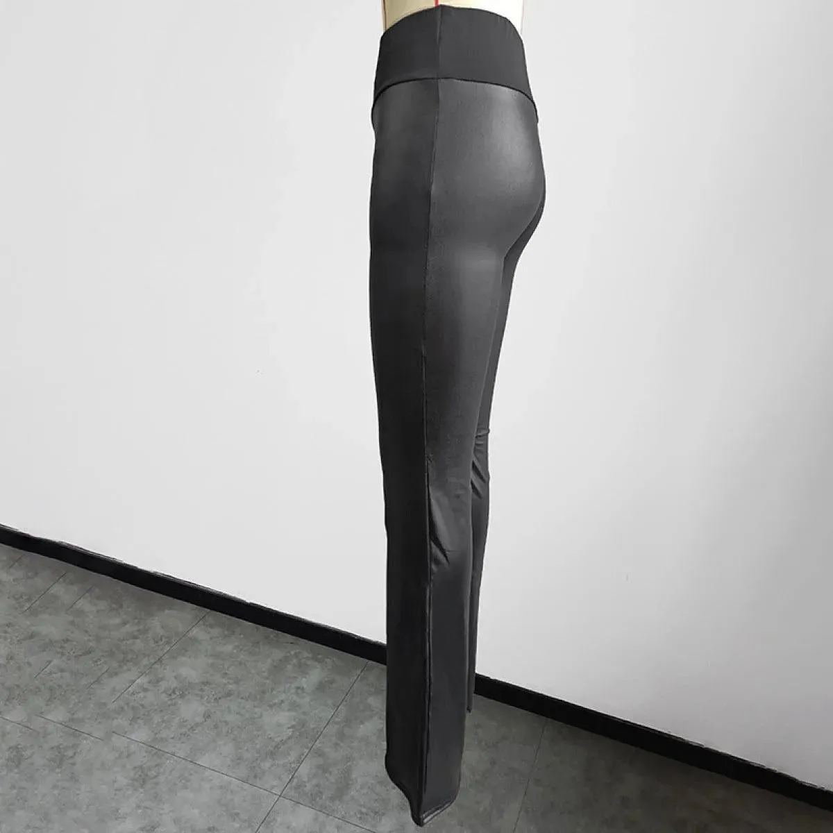 High Waist Elastic Slim Wide-Leg Flared Pants