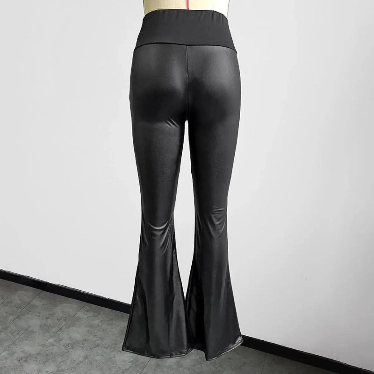 High Waist Elastic Slim Wide-Leg Flared Pants