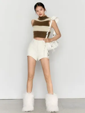 High Waist Woolen Hot Shorts