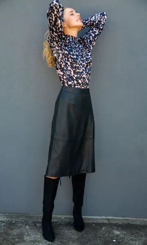 Hoss Caven Leather Skirt - Black