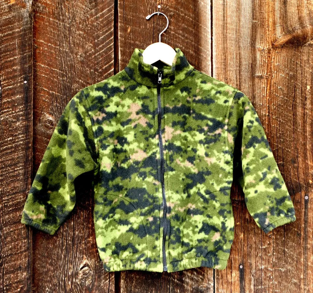 Jacket Fleece Camouflage Green Kids Zipper Jacket