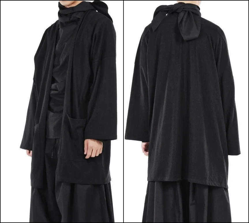 Japanese Oversized 3/4 Sleeve Samurai Long Cotton Jersey Cardigan Kimono jacket