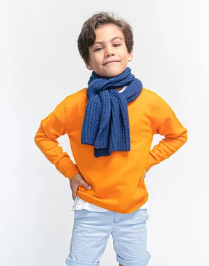 Kids Rib Knit Scarf in Dark Denim