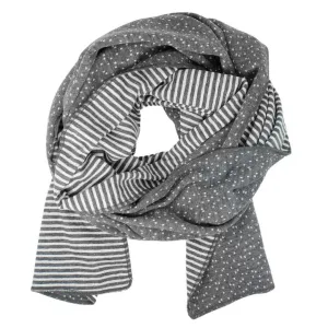 Knit Scarf - Oblong - Reversible (Gray White) by Dana Herbert