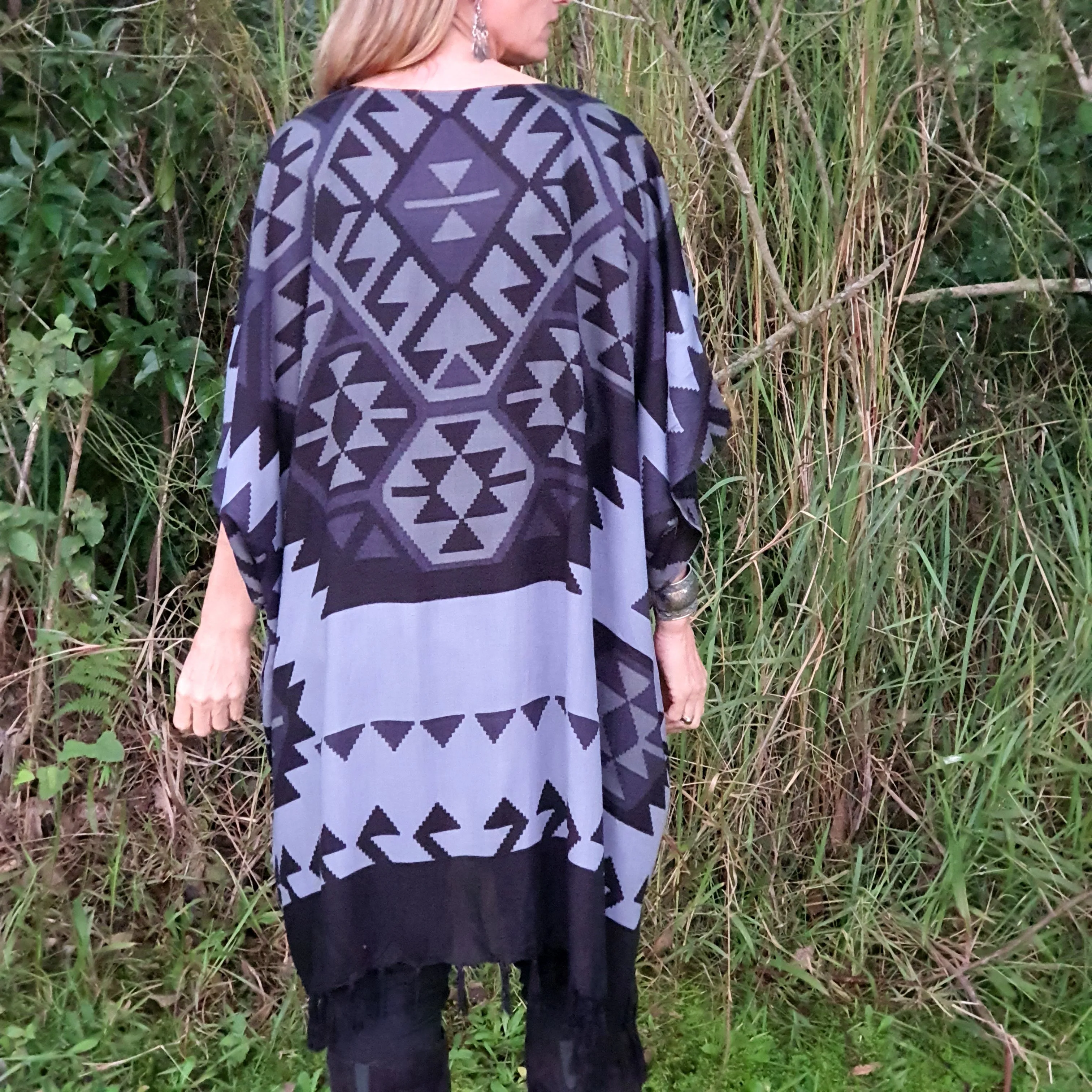 Ladies Kimono Jacket - Aztec Grey