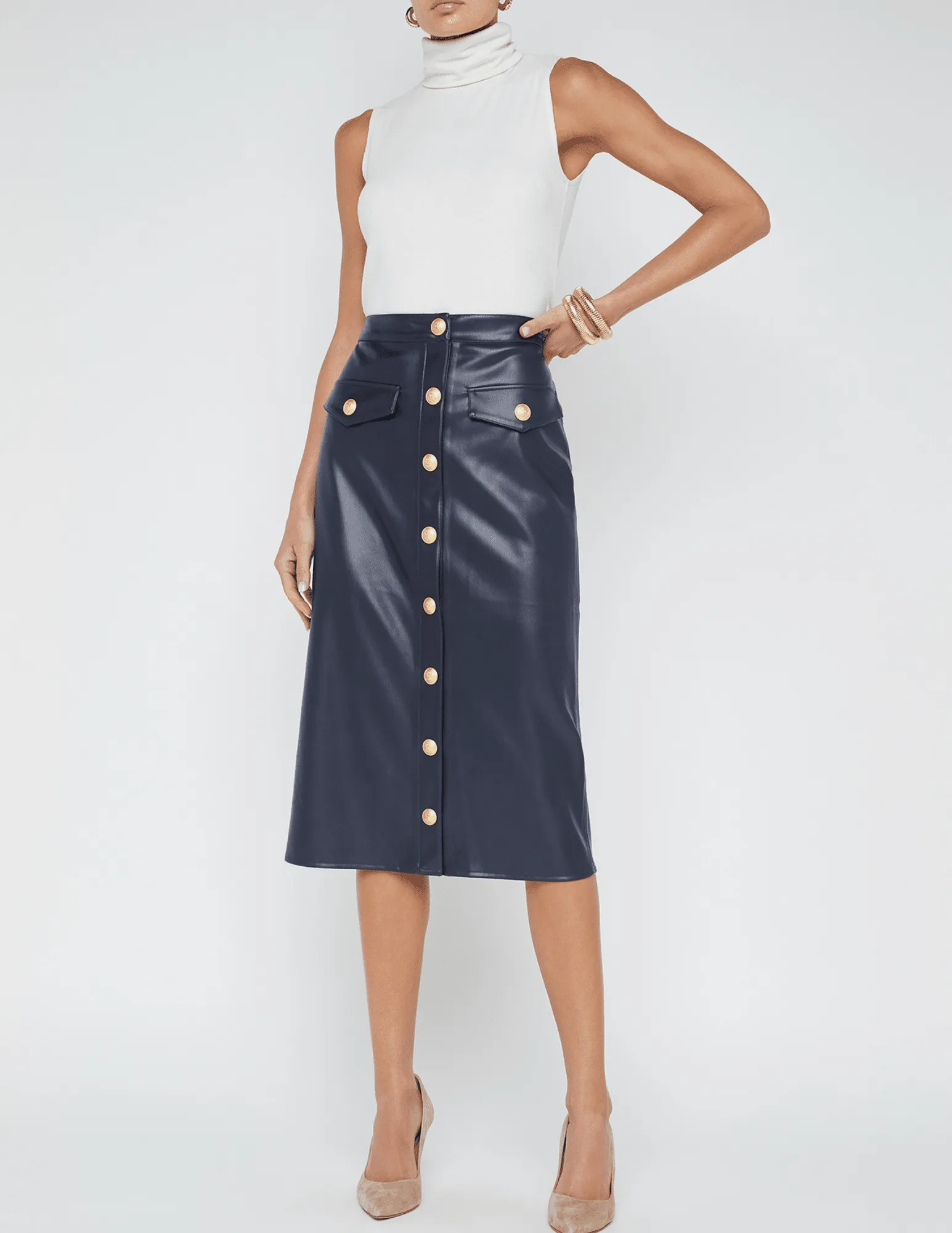 L'Agence Milann Vegan Leather Skirt