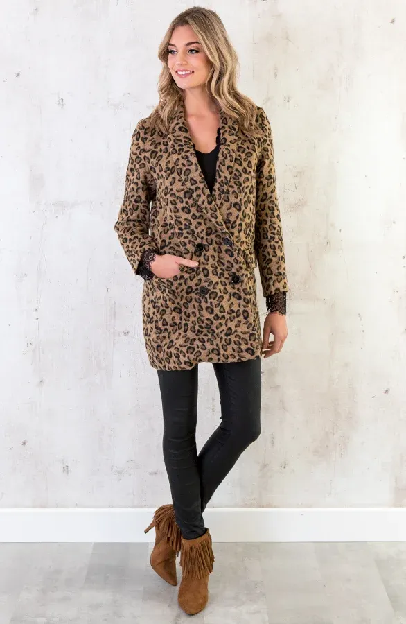 Leopard Coat Fur Bruin