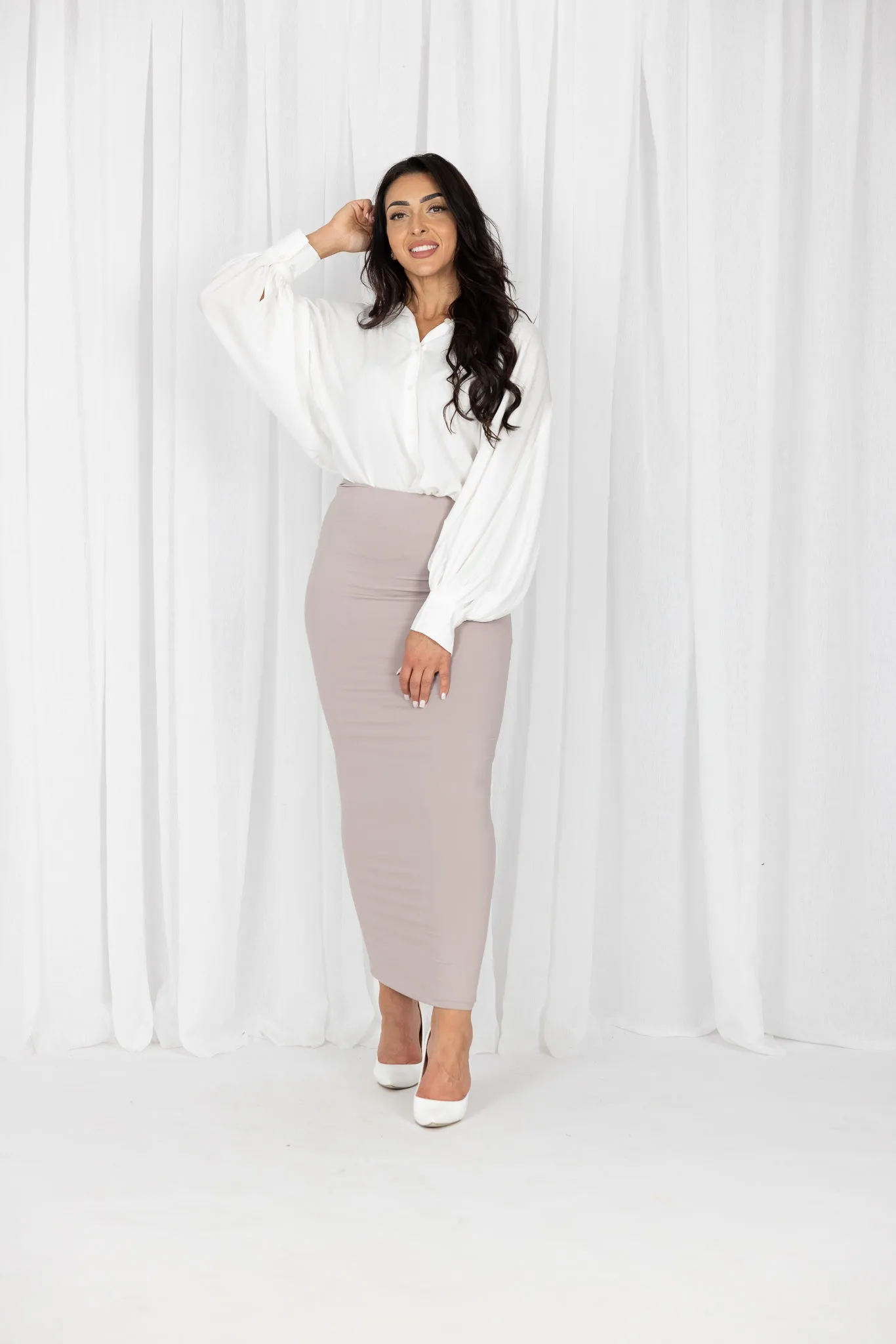 Lined Jersey Pencil Skirt