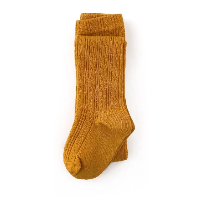 Little Stocking Co Cable Knit Tights - Marigold