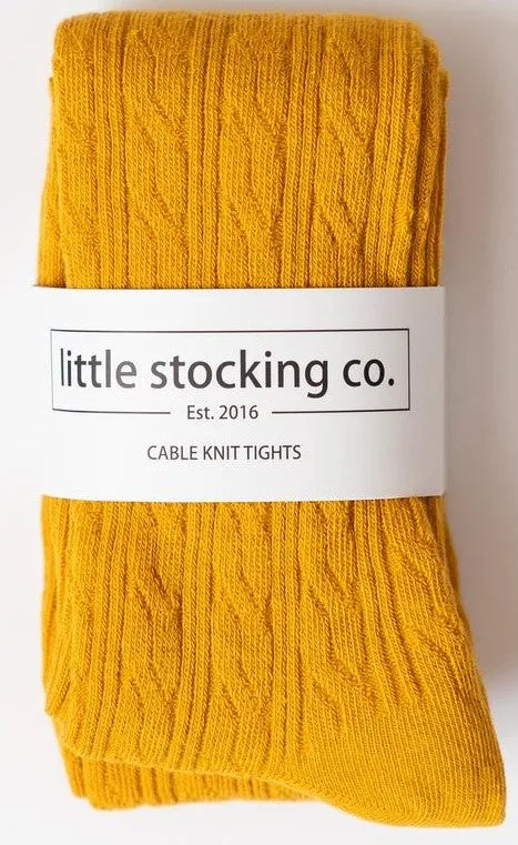 Little Stocking Co Cable Knit Tights - Marigold