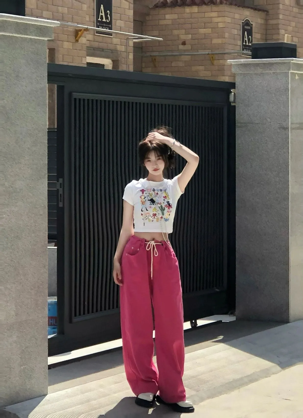 Loose Street Pink High Waist Pants