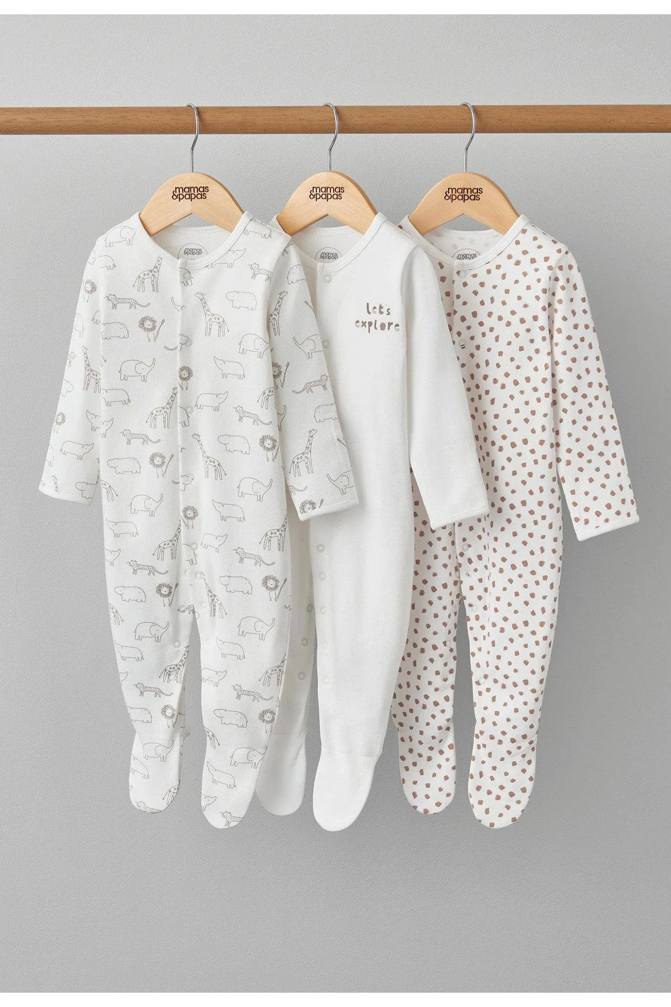 Mamas & Papas Safari Sleepsuits - 3 Pack