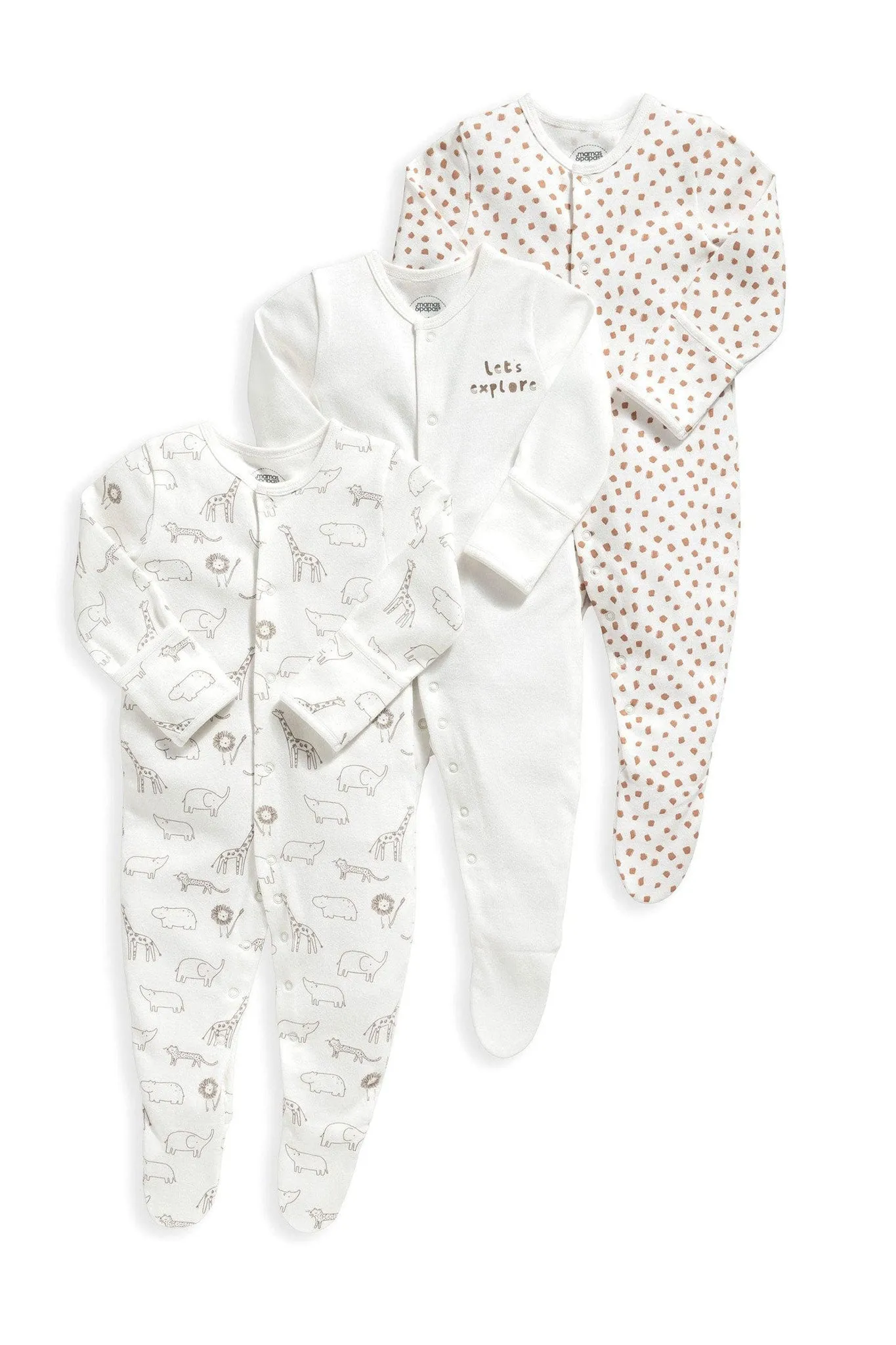 Mamas & Papas Safari Sleepsuits - 3 Pack