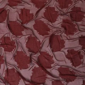 Maroon synthetic chiffon fabric with same tone viscose and metallic lurex in floral design-D11904