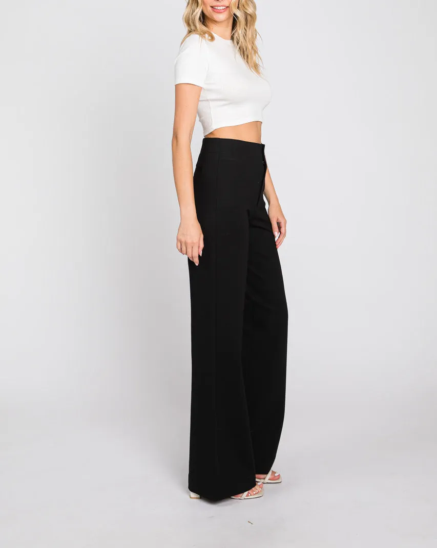 Maura Ponte High Waist Button Front Slacks