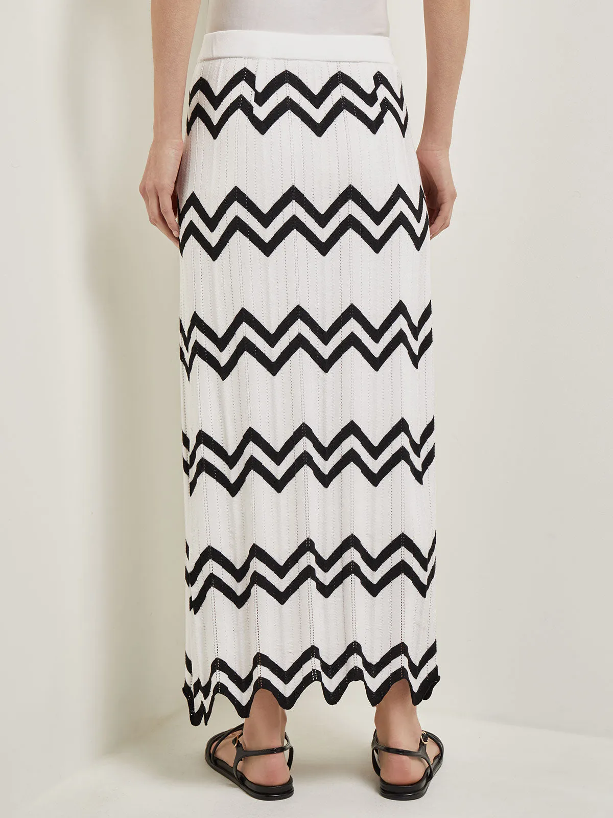 Maxi Pencil Skirt - Contrast Chevron Pointelle Soft Knit