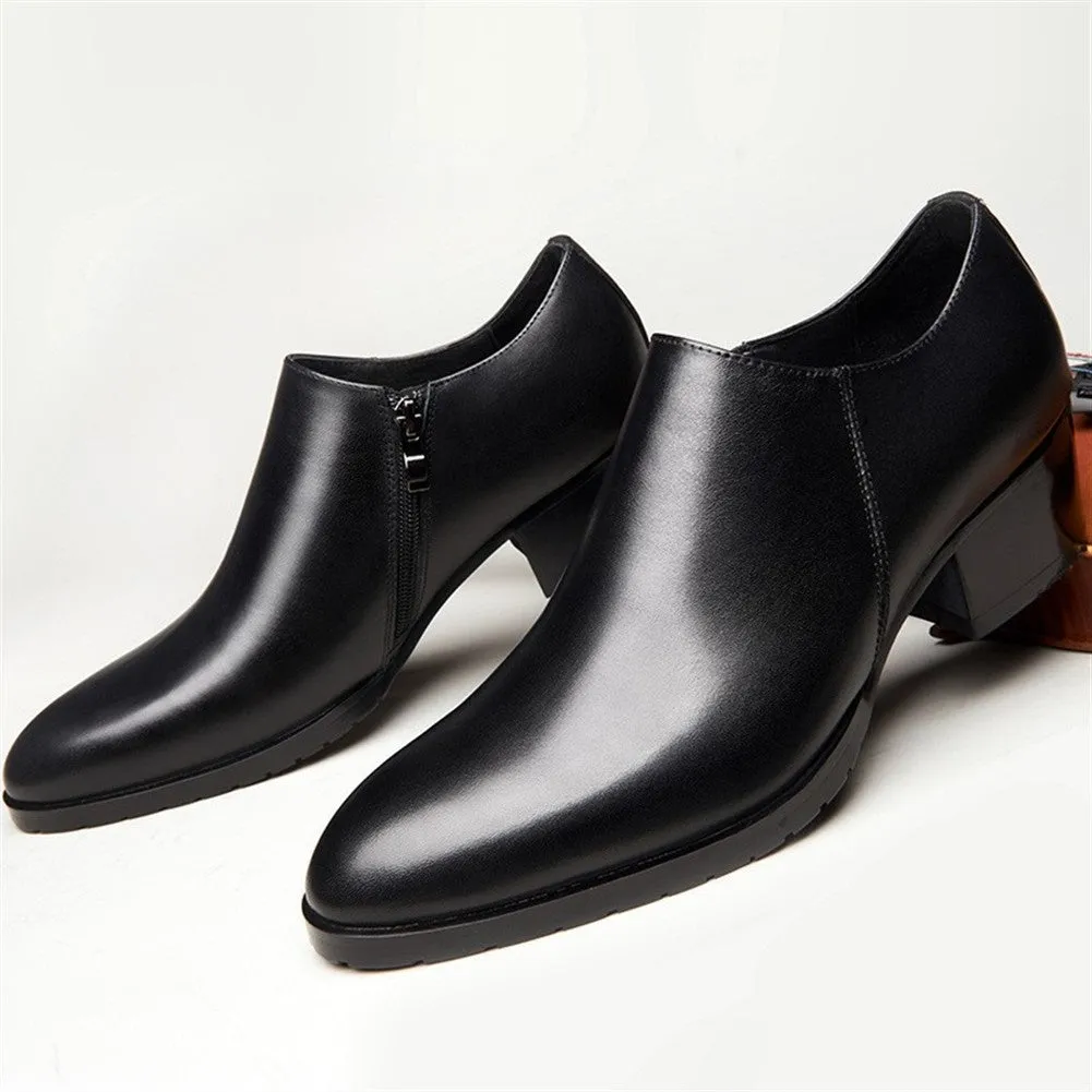 Men High Heel Solid Black Oxford Formal Shoes