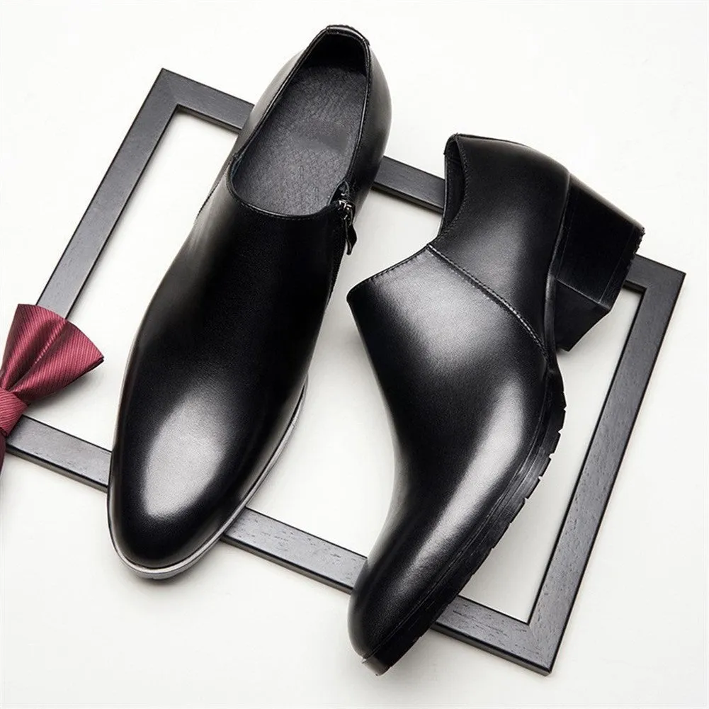 Men High Heel Solid Black Oxford Formal Shoes