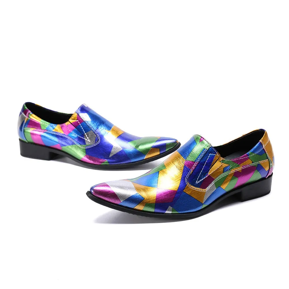 Men Printed Pointed Toe Casual Loafer