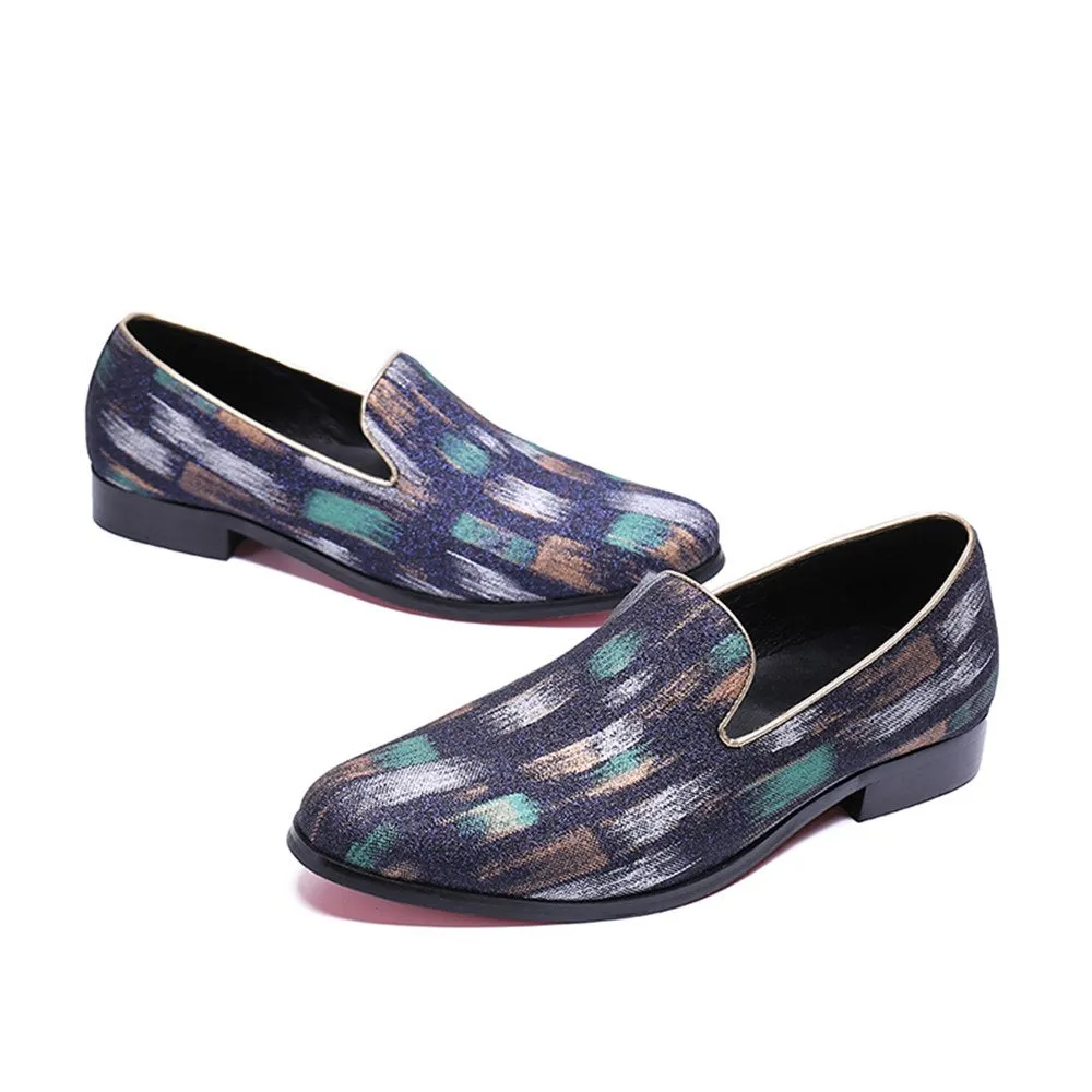 Men Printed Slip On Round Toe Loafer Shoes