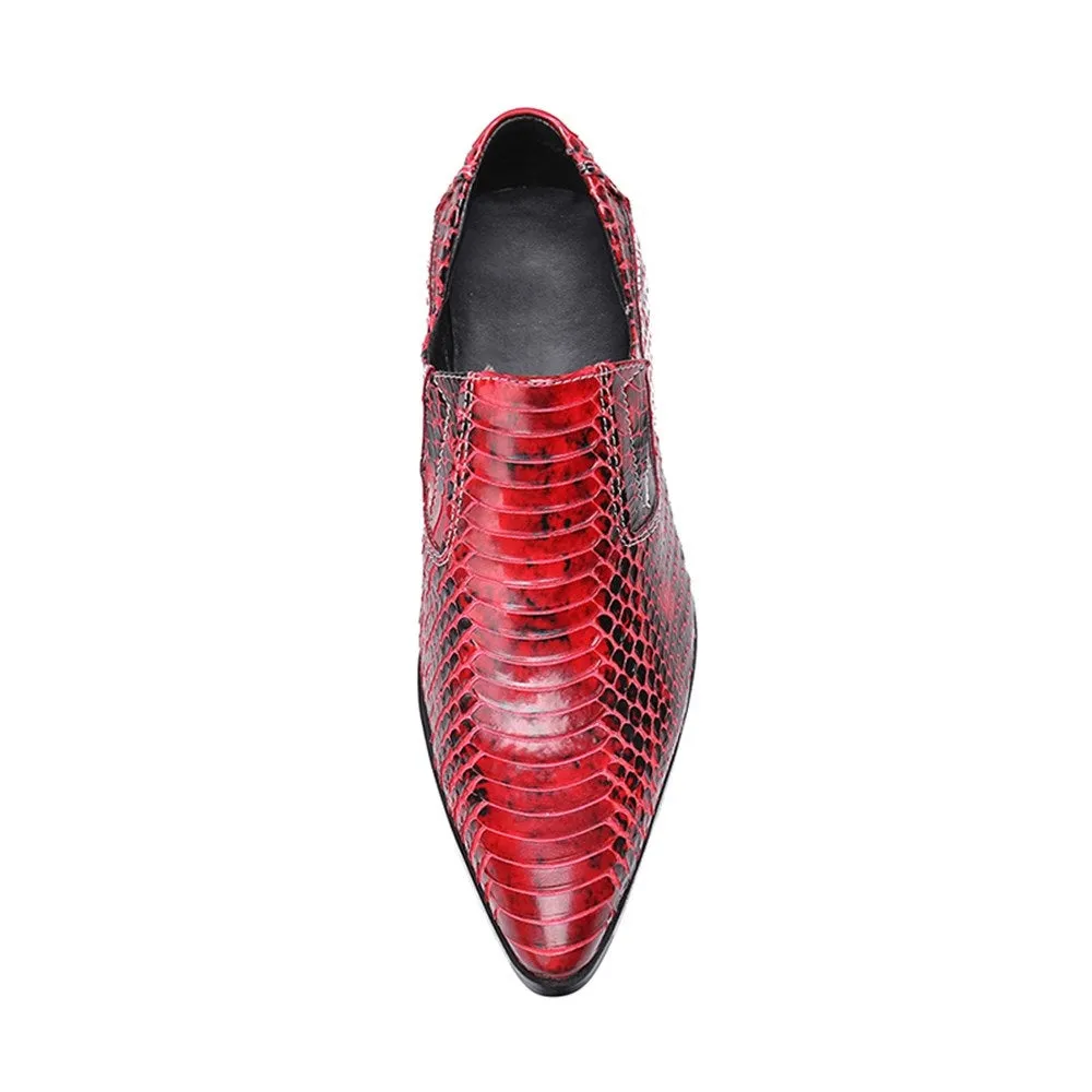 Men Slip On Animal Pattern Pointed Oxford Shoes