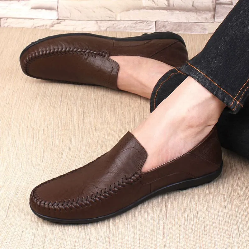 Men's Casual Genuine Leather Shoes | Plus Size Loafers